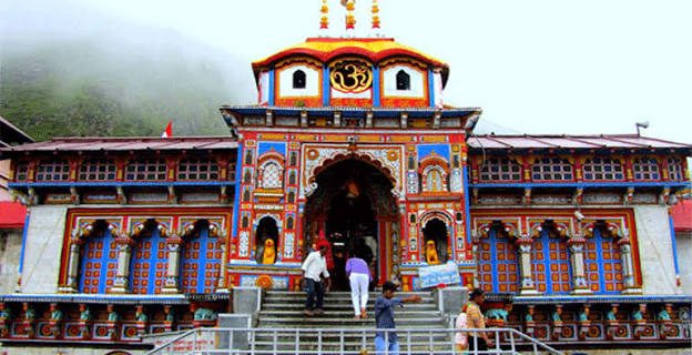 Badrinath temple in the fog