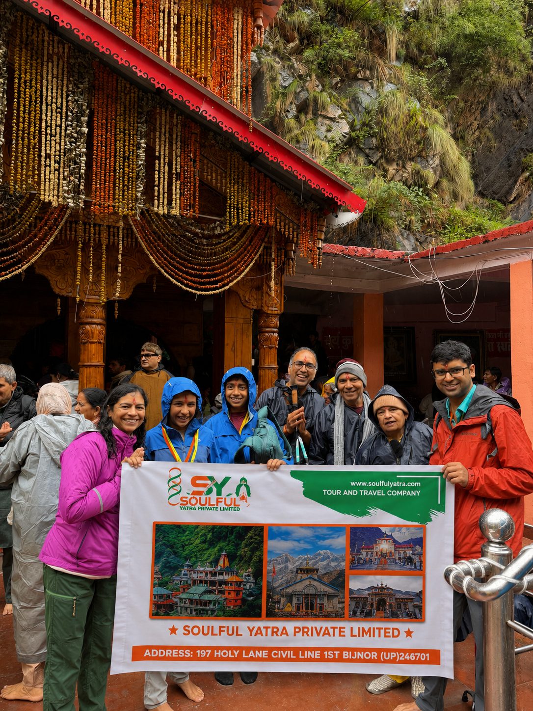 Soulful Yatra vehicle with staff at Yamunotri